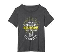 The Mushrooms are Calling Mushroom Hunter T-Shirt, Women's Plus, Dark Heather Grey, 3X