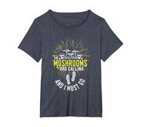 The Mushrooms are Calling Mushroom Hunter T-Shirt, Women's Plus, Heather Blue, 5X