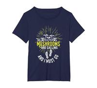 The Mushrooms are Calling Mushroom Hunter T-Shirt, Women's Plus, Navy Blue, 2X