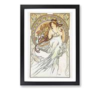 The Music by Alphonse Mucha Framed Wall Art Print A2 Black