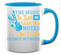 The Music is not in The Notes, but in The Silence Between Ceramic Tea Coffee Mug Light Blue