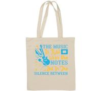 The Music is not in The Notes, but in The Silence Between Natural Cotton Tote Bag White