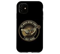 The Music Never Stops I Just Pause Skeleton Guitar Case for iPhone 11