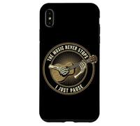 The Music Never Stops I Just Pause Skeleton Guitar Case for iPhone XS Max