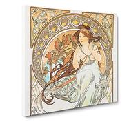 The Music Vol.2 by Alphonse Mucha Canvas Print | Gallery Wrapped 30mm Frame Wall Art | 14x14 inches | Ready to Hang | Modern Music Picture | Living Room Bedroom Lounge Office