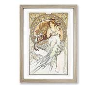 The Music Vol.2 by Alphonse Mucha Framed Print | A2 Oak Framed Wall Art | Ready to Hang | Modern Music Picture | Living Room Bedroom Lounge Office