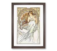 The Music Vol.2 by Alphonse Mucha Framed Print | A2 Walnut Framed Wall Art | Ready to Hang | Modern Music Picture | Living Room Bedroom Lounge Office