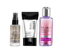 The Must-Have Makeup Trio, 90gm | Pack of 3| Silicone Gel Based Primer, Long lasting Fixer for dewy Glow Look, Oil Infused Cleansing Micellar Water