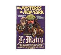 (The Mysteries of New York) Vintage Poster Canvas Poster Wall Art Decor Print Picture Paintings for Living Room Bedroom Decoration 24x36inch(60x90cm)