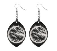 The Mysterious Burning of The Sun Wooden Earrings for Women, Vintage Elegant Wood Jewelry, Lightweight Earrings for Wedding, Party, Everyday Jewelry Gift, Apricot shaped, Wood, wood