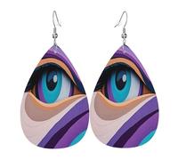The Mysterious Eye Women's Teardrop Leather Earrings - Lightweight PVC Dangle Earrings, 925 Silver Hooks, Double-Sided Prints | Hypoallergenic Gift