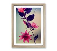 The Mysterious Flowers Framed Print for Living Room Bedroom Home Office Décor, Wall Art Picture Ready to Hang, Oak A4 Frame (34 x 25 cm)