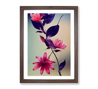 The Mysterious Flowers Framed Wall Art Print A2 Walnut