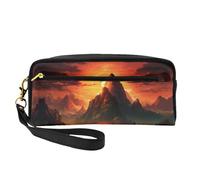 The mysterious mountain range glowing under the sunset Versatile Travel Makeup Bag - Double-Sided Print, Ultra-Soft PU Leather Cosmetic Organizer for Women, Mothers Day Gifts & Teacher Appreciation