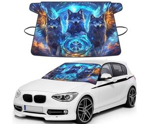The Mystery Wolf Trio Print Car Windshield Cover For Ice And Snow Universal Fit For Most Cars Multifuntional Ice Protector Keep Snow Frost Off