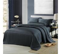 THE MYSTIC LOOM 100% Bamboo Bedding Set | 400 TC Premium Bamboo Bedding Luxury Hotel Quality | 100% Organic Super Soft Breathable Bamboo Bedding Set (Dark Blue, Double)