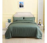 THE MYSTIC LOOM 3 PCS 100% Organic Bamboo Duvet Cover Set - Duvet Cover & 2 Pillowcases | 400 TC Bamboo Fabric, Luxury Hotel Quality | Soft, Breathable & Perfect for Skincare (Dark Green, Double)