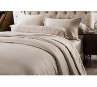 THE MYSTIC LOOM 4 PCS 100% Organic Bamboo Bedding Set - Duvet Cover, 17" Fitted Sheet & Pillowcases | 400 TC Bamboo Fabric, Hotel Quality | Soft & Breathable (Beige, 4 PCS Bedding Set - King)