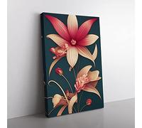 The Mystical Flowers Canvas Wall Art Print Ready to Hang, Framed Picture for Living Room Bedroom Home Office Décor, 60x40 cm (24x16 Inch)