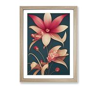 The Mystical Flowers Framed Print for Living Room Bedroom Home Office Décor, Wall Art Picture Ready to Hang, Oak A3 Frame (34 x 46 cm)