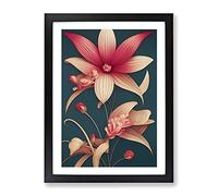 The Mystical Flowers Framed Print for Living Room Bedroom Home Office Décor, Wall Art Picture Ready to Hang, Black A3 Frame (34 x 46 cm)