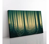 The Mystical Forest Canvas Wall Art Print Ready to Hang, Framed Picture for Living Room Bedroom Home Office Décor, 50x35 cm (20x14 Inch)