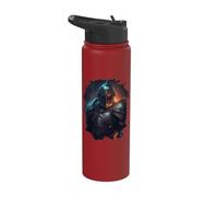 The Mystical Knight in the Fantasy World with fire Stainless Steel Insulated Water Bottle