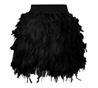 The N American Stage Performance Clothing for Women Feather Half Body Skirt Short Skirt With Buttons Front Black, black, S