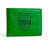 The Nagle Irish Family Crest Coat of Arms Green Pu Leather Wallet Personalised Laser Engraved Bifold
