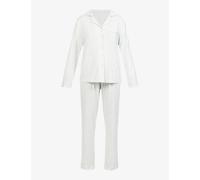 The Nap Co Womens The Nap Co All-Over Pattern Piped Stretch-Jersey Pyjama Set Grey Marl M