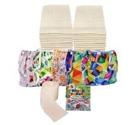 The Nappy Lady Muslins Newborn Nappy Complete Kit, 24 Organic Cotton Muslins, Nappy Nippas and Liners (Organic Unbleached)