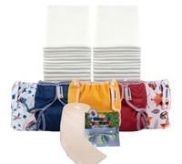 The Nappy Lady Muslins Newborn Nappy Complete Kit, 24 Organic Cotton Muslins, Nappy Nippas and Liners (Regular White)