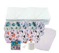 The Nappy Lady Premium Terry Square Complete Kit, White Cotton Terry Squares, Motherease Airflow Wraps, Nappy Nippas, 10-35 lbs