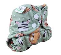 The Nappy Lady Sapling Newborn Reusable Nappy Cover, Waterproof, XSmall, Floral Pattern (Safari Animals)