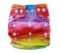 The Nappy Lady Thrive Poplar One Size Reusable Pocket Nappy, Athletic Wicking Jersey Lining, 10-35 lbs, 2 Absorbent Inserts (Rainbow Splashes)