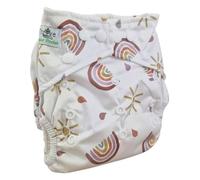 The Nappy Lady Thrive Poplar One Size Reusable Pocket Nappy, Athletic Wicking Jersey Lining, 10-35 lbs, 2 Absorbent Inserts (Boho Rainbow)