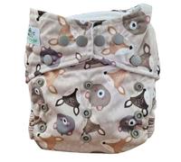 The Nappy Lady Thrive Poplar One Size Reusable Pocket Nappy, Athletic Wicking Jersey Lining, 10-35 lbs, 2 Absorbent Inserts (Little Bear Love)