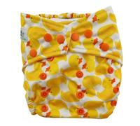 The Nappy Lady Thrive Poplar One Size Reusable Pocket Nappy, Athletic Wicking Jersey Lining, 10-35 lbs, 2 Absorbent Inserts (Rubber Ducks)