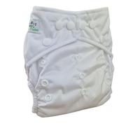 The Nappy Lady Thrive Poplar One Size Reusable Pocket Nappy, Athletic Wicking Jersey Lining, 10-35 lbs, 2 Absorbent Inserts (White)