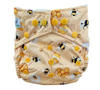 The Nappy Lady Thrive Poplar One Size Reusable Pocket Nappy, Athletic Wicking Jersey Lining, 10-35 lbs, 2 Absorbent Inserts (Busy Bees)