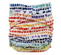 The Nappy Lady Thrive Poplar One Size Reusable Pocket Nappy, Athletic Wicking Jersey Lining, 10-35 lbs, 2 Absorbent Inserts (Rainbow Dots)