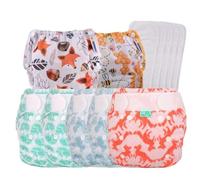 The Nappy Lady Ultimate Bamboozle Night Time Kit, 5 Tots Bots Nappies, 2 Motherease Airflow Wraps, 5 Nappy Boosters (Mixed Prints, L)