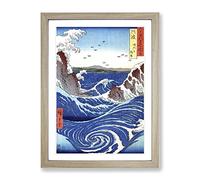 The Naruto Whirlpools By Utagawa Hiroshige Asian Japanese Framed Wall Art Print, Ready to Hang Picture for Living Room Bedroom Home Office Décor, Oak A3 (34 x 46 cm)