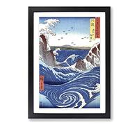 The Naruto Whirlpools by Utagawa Hiroshige Framed Print | A2 Black Framed Wall Art | Ready to Hang | Asian Nature Picture | Living Room Bedroom Lounge Office