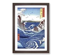 The Naruto Whirlpools by Utagawa Hiroshige Framed Print | A2 Walnut Framed Wall Art | Ready to Hang | Asian Nature Picture | Living Room Bedroom Lounge Office