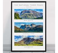 The National 3 Peaks Artwork | Personalisation Available | Framed & Prints Available | Custom Mountain Poster Art Ben Nevis Scafell Pike Snowdon | Finisher Three Peak Challenge