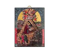 The Nativity 18th Century Greek Orthodox Byzantine Gilded Icon (14 x 18 cm)