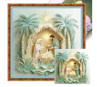 The Nativity Full 11CT Counted Cross Stitch Kit 11CT 30x40cm/11.8x15.7inch, Full Embroidery Cotton Thread DIY Needlework for Adults Beginners, Home Living Room Wall Art Decor