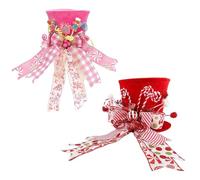 The Nativity Tree Topper - 7.87 Inch Hat Top Ornament with Ribbon and Bows for Tree Decoration, Party Supplies Birthday, Festival, Studio, Commercial, Living Room, Red Gold Fabric,