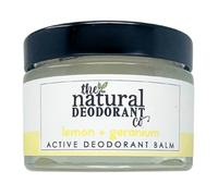 The Natural Deodorant Co, Active Deodorant Balm Lemon & Geranium 55g, Aluminium Free, Plastic Free, Extra Strength